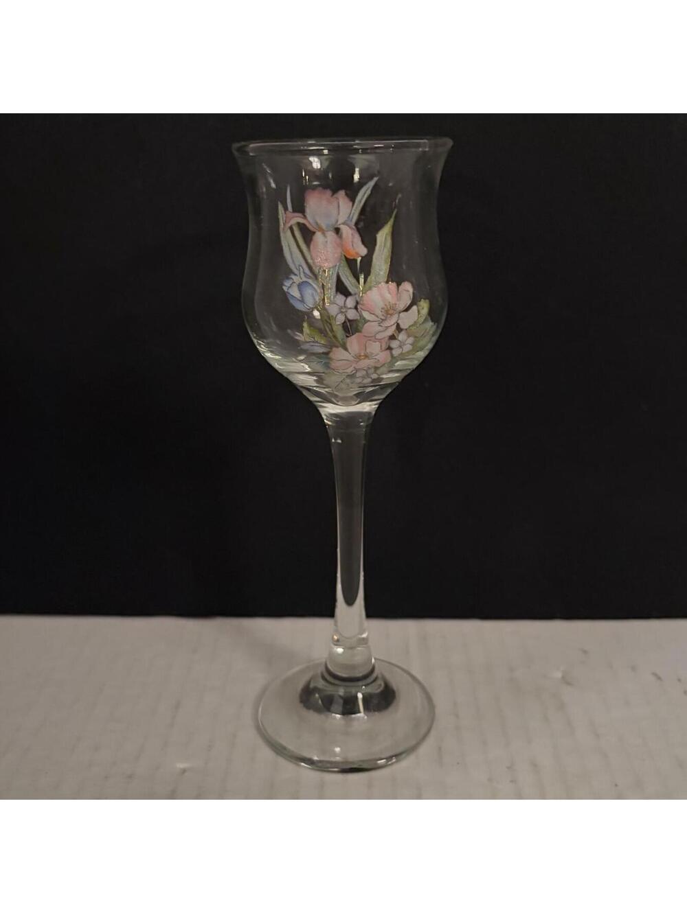 L.E. Smith Vintage hand-painted glass votive holder with floral motifs